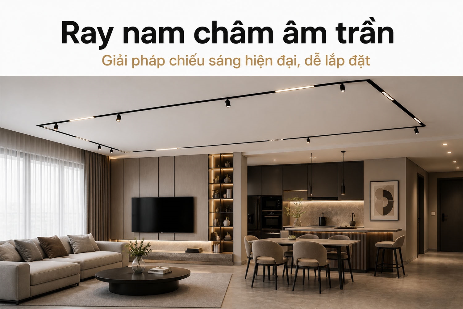 Ray nam châm âm trần – Giải pháp chiếu sáng hiện đại, dễ lắp đặt 